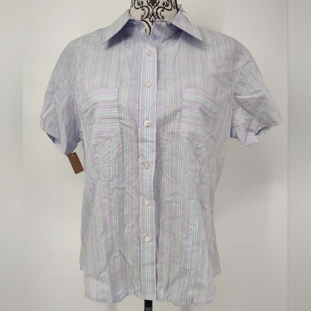 Rockies NWT Lavender and White Striped Women's Button Down Shirt Size X Large